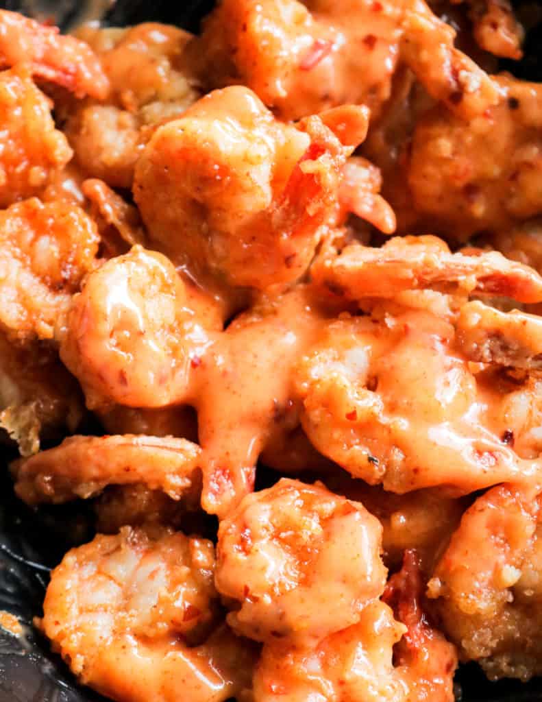 tossed crispy batter fried shrimp with a bang bang sauce.