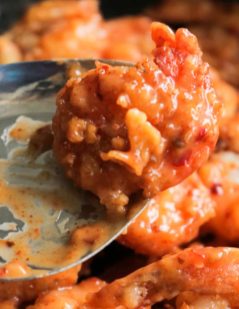 batter fried crispy shrimp coated in a sweet chilli sauce to give you this bang bang shrimp.