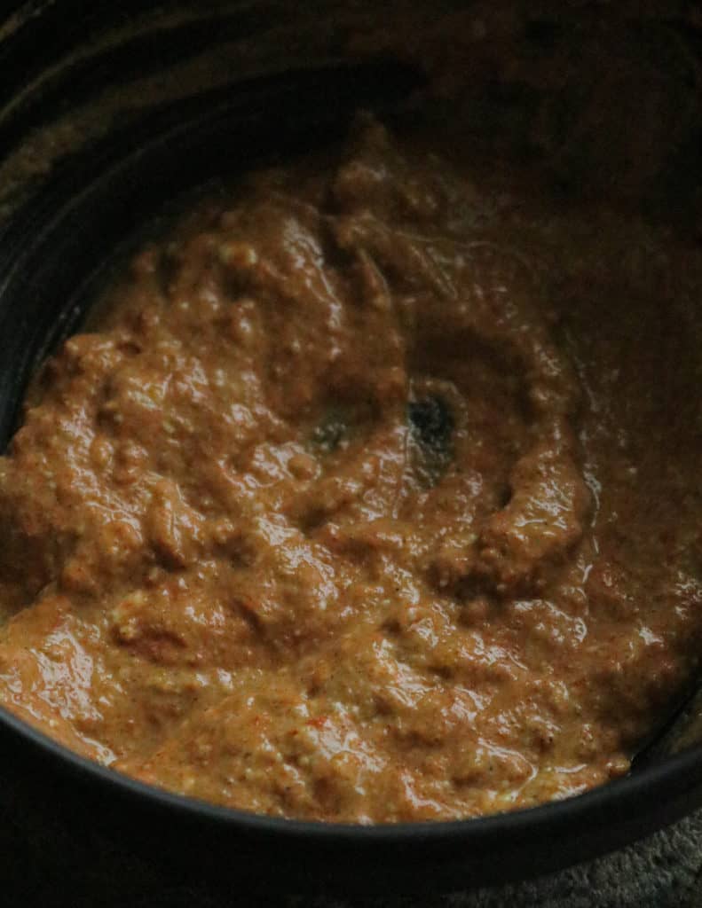 mixed spices with yogurt tandoori paste ready to make tandoori shrimp.