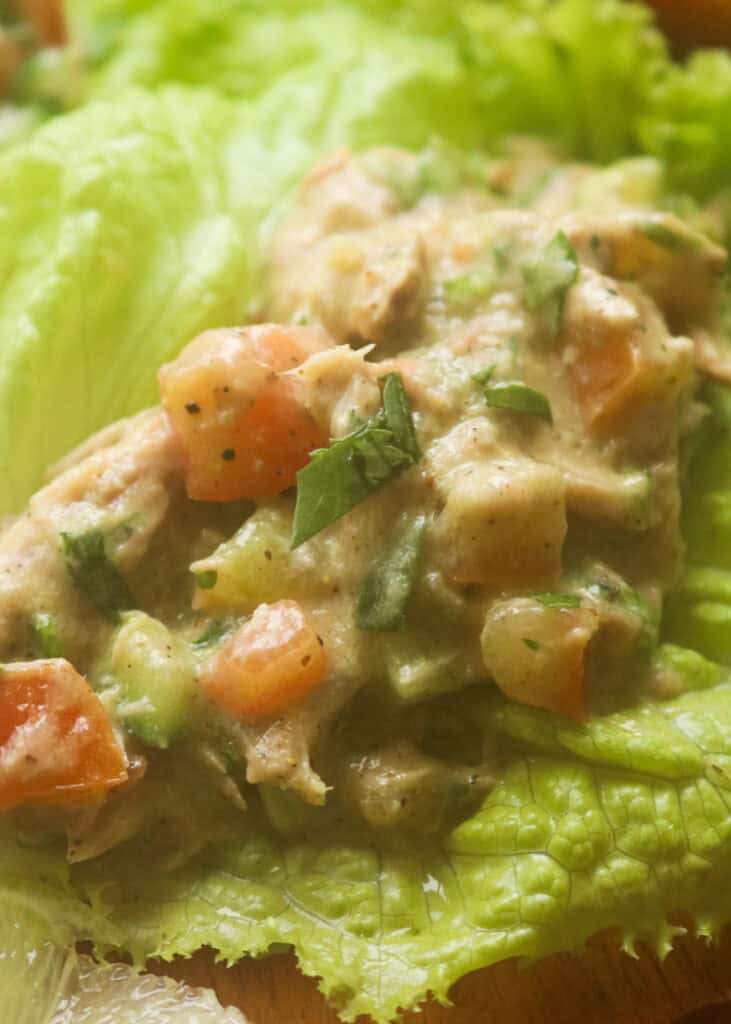 canned tuna shrimp stuffed in lettuce.