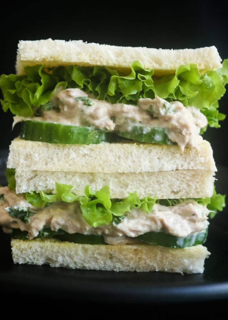 classic tuna salad sandwich with lettuce.