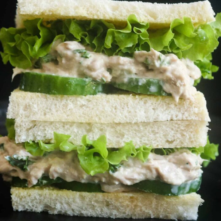 classic tuna salad sandwich with lettuce.