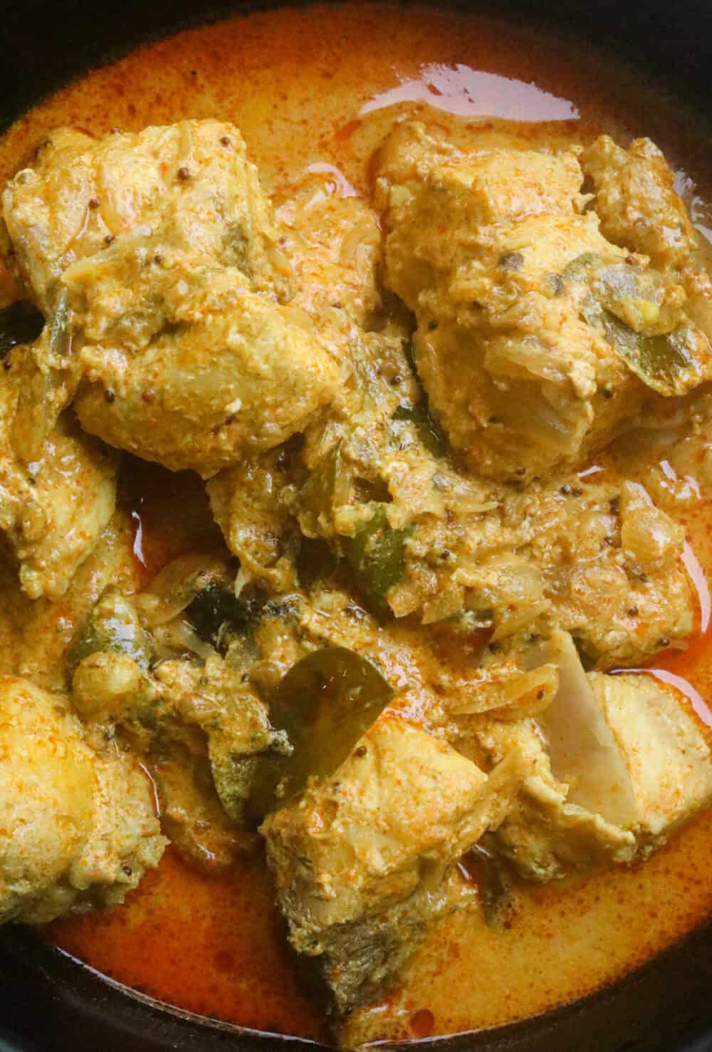 kerala fish curry with a spiced coconut milk gravy.